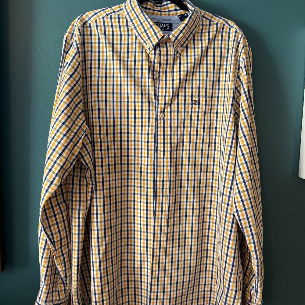 Chaps by Ralph Lauren Button-Down Shirt | Yellow & Blue Plaid | XXL  - 0025